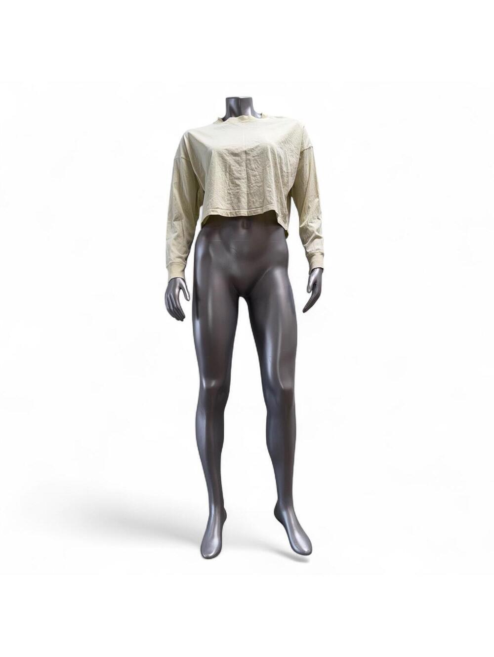 Calvin Klein Performance Light Yellow Cropped Long Sleeve Tee (Size S)